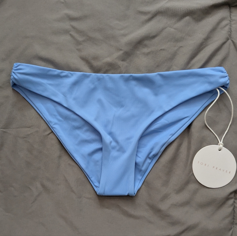 Tori Praver bikini bottoms baby blue low rise